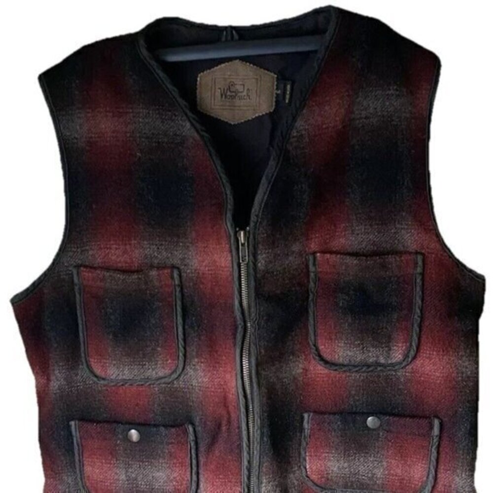 Vintage Woolrich Heavy Wool Jacket Sherpa Lined Men's M Red Gray Made in USA